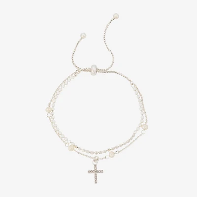 Footnotes Faith Womens Crystal Cross Bolo Bracelet