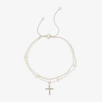 Footnotes Faith Womens Crystal Cross Bolo Bracelet