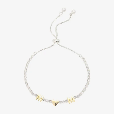 Footnotes Mom Womens Cubic Zirconia 14K Gold Over Brass Heart Bolo Bracelet
