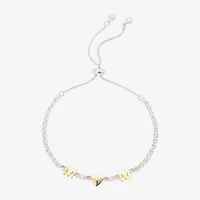 Footnotes Mom Womens Cubic Zirconia 14K Gold Over Brass Heart Bolo Bracelet