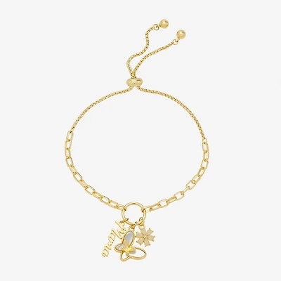 Footnotes Mama Womens White Cubic Zirconia 14K Gold Over Brass Butterfly Flower Bolo Bracelet
