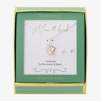 Footnotes Love Womens Cubic Zirconia 14K Gold Over Brass Pure Silver Over Brass Heart Moon 2-pc. Jewelry Set