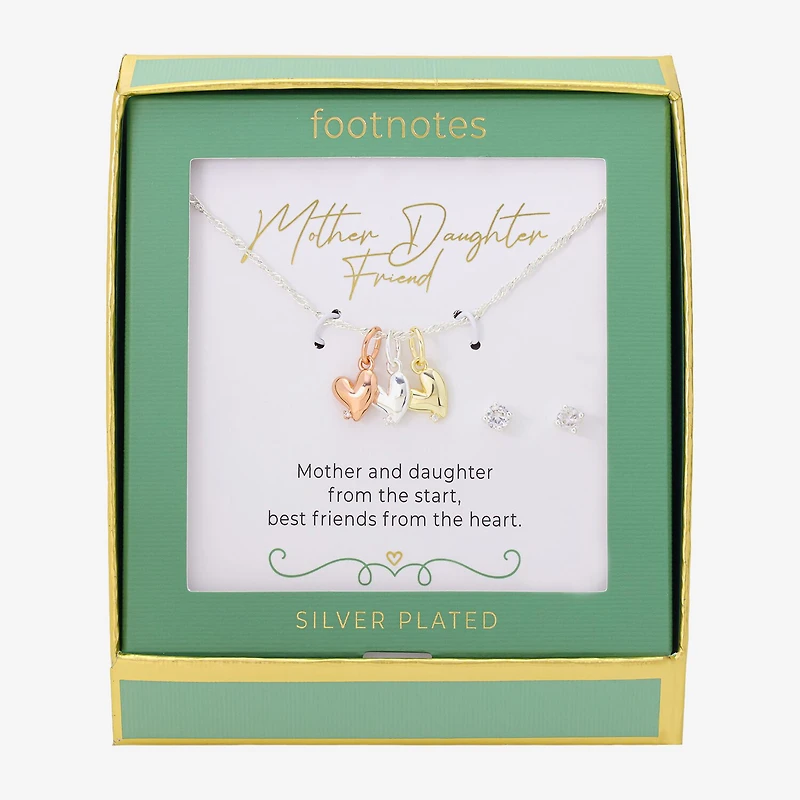 Footnotes Mother Daughter Womens Cubic Zirconia 14K Gold Over Brass 14k Rose Gold Over Brass Heart 2-pc. Jewelry Set