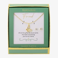 Footnotes Friend Womens Cubic Zirconia 14K Gold Over Brass Butterfly 2-pc. Jewelry Set