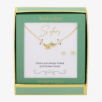 Footnotes Sister Womens Cubic Zirconia 14K Gold Over Brass Butterfly 2-pc. Jewelry Set