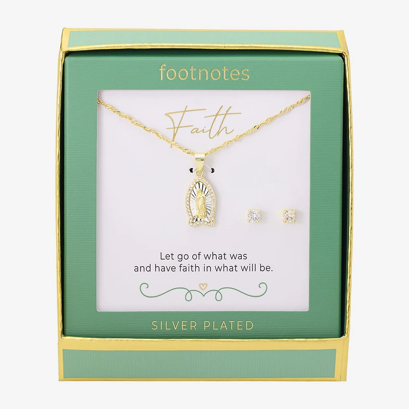Footnotes Our Lady Of Guadalupe Womens Cubic Zirconia 14K Gold Over Brass Pure Silver Over Brass 2-pc. Jewelry Set