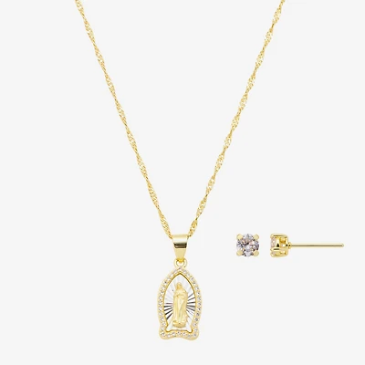 Footnotes Our Lady Of Guadalupe Womens Cubic Zirconia 14K Gold Over Brass Pure Silver Over Brass 2-pc. Jewelry Set