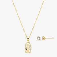 Footnotes Our Lady Of Guadalupe Womens Cubic Zirconia 14K Gold Over Brass Pure Silver Over Brass 2-pc. Jewelry Set
