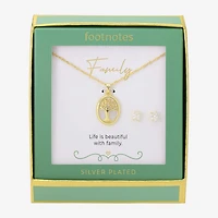 Footnotes Family Tree Womens Cubic Zirconia 14K Gold Over Brass Oval 2-pc. Jewelry Set