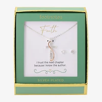 Footnotes Faith Womens Cubic Zirconia 14k Rose Gold Over Brass Pure Silver Over Brass Cross 2-pc. Jewelry Set