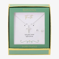 Footnotes Faith Womens Cubic Zirconia Pure Silver Over Brass Cross 2-pc. Jewelry Set