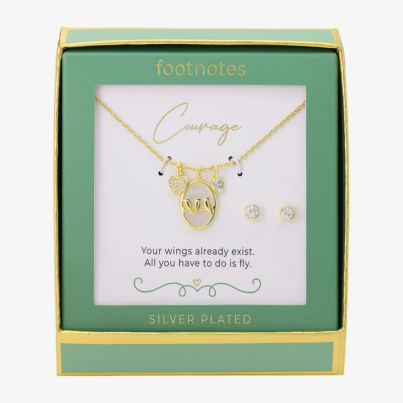 Footnotes Inspire Bird Womens Cubic Zirconia 14K Gold Over Brass Circle 2-pc. Jewelry Set