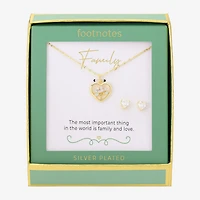 Footnotes Family Tree Of Life Womens Cubic Zirconia 14K Gold Over Brass Pure Silver Over Brass Heart 2-pc. Jewelry Set