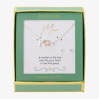 Footnotes Mom Womens Cubic Zirconia 14k Rose Gold Over Brass Pure Silver Over Brass Heart 2-pc. Jewelry Set
