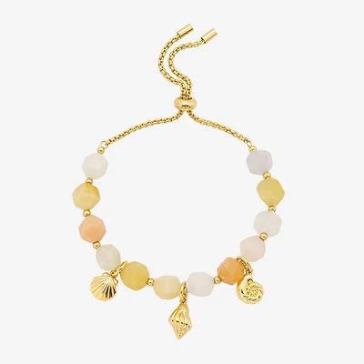 Footnotes Seashells Charm Womens Champagne Aventurine 14K Gold Over Brass Bolo Bracelet