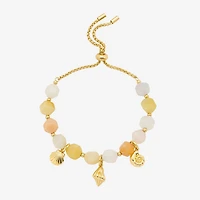 Footnotes Seashells Charm Womens Champagne Aventurine 14K Gold Over Brass Bolo Bracelet