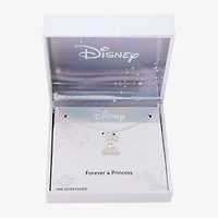 Disney Classics Womens Cubic Zirconia Pure Silver Over Brass Crown 16 Inch Pendant Necklace