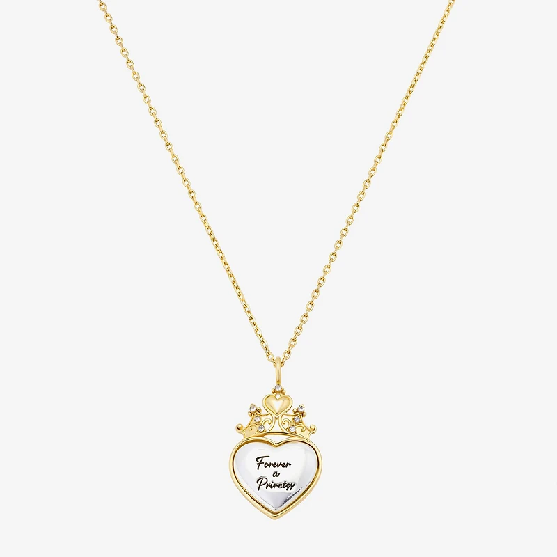 Disney Classics Womens Crystal 10K Gold Over Brass Pure Silver Over Brass Heart 16 Inch Pendant Necklace