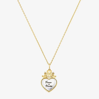 Disney Classics Womens Crystal 10K Gold Over Brass Pure Silver Over Brass Heart 16 Inch Pendant Necklace