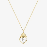 Disney Classics Womens Crystal 10K Gold Over Brass Pure Silver Over Brass Heart 16 Inch Pendant Necklace