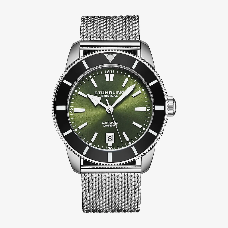 Stuhrling Mens Silver Tone Stainless Steel Bracelet Watch