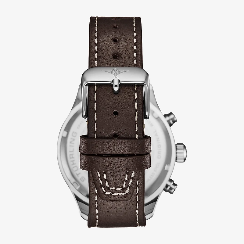 Stuhrling Mens Brown Leather Strap Watch 4075.3