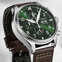 Stuhrling Mens Brown Leather Strap Watch 4075.3