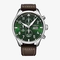 Stuhrling Mens Brown Leather Strap Watch 4075.3