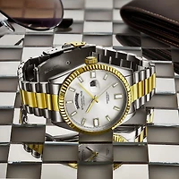 Stuhrling Mens Two Tone Stainless Steel Bracelet Watch