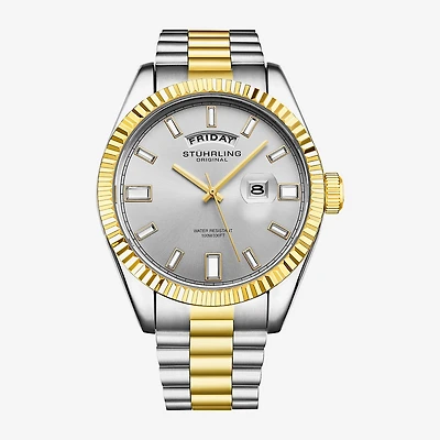 Stuhrling Mens Two Tone Stainless Steel Bracelet Watch