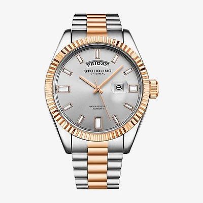 Stuhrling Mens Two Tone Stainless Steel Bracelet Watch 4070.6