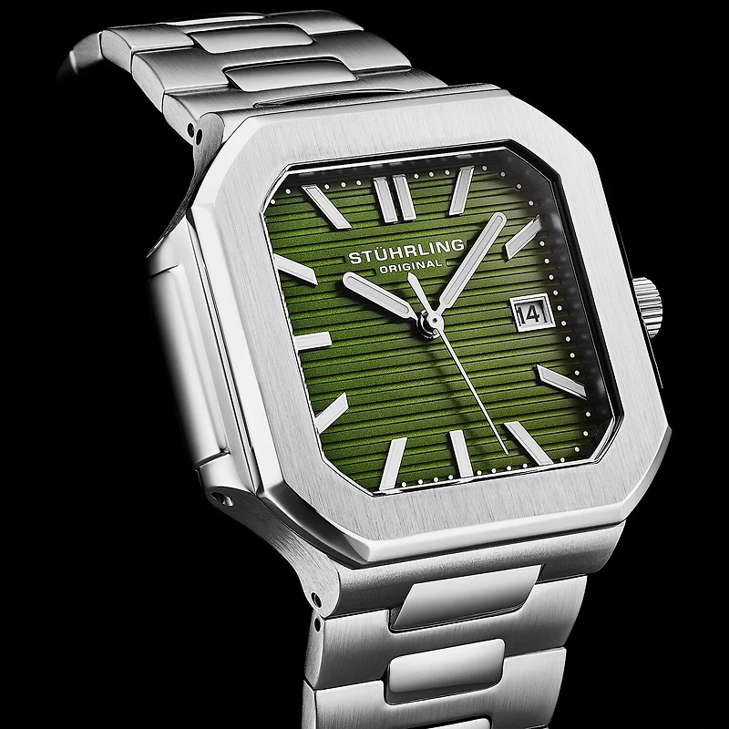 Stuhrling Mens Silver Tone Stainless Steel Bracelet Watch