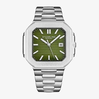 Stuhrling Mens Silver Tone Stainless Steel Bracelet Watch