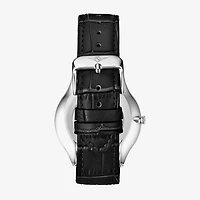 Stuhrling Mens Black Leather Strap Watch