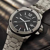 Stuhrling Mens Silver Tone Stainless Steel Bracelet Watch 4047.1