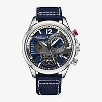 Stuhrling Mens Blue Leather Strap Watch 4029.2