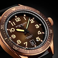 Stuhrling Mens Black Leather Strap Watch