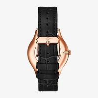 Stuhrling Womens Black Leather Strap Watch 3985.4