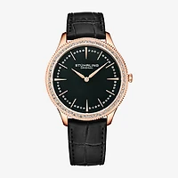 Stuhrling Womens Black Leather Strap Watch 3985.4