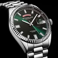 Stuhrling Mens Silver Tone Stainless Steel Bracelet Watch