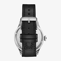 Stuhrling Mens Black Leather Strap Watch 4078.3