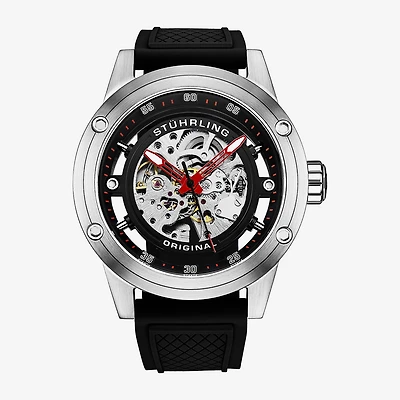 Stuhrling Mens Automatic Black Strap Watch 4034.3