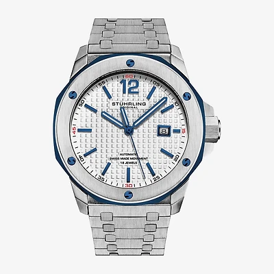 Stuhrling Mens Automatic Silver Tone Stainless Steel Bracelet Watch 4047.2