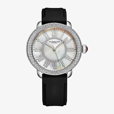 Stuhrling Womens Black Leather Strap Watch 4068.1
