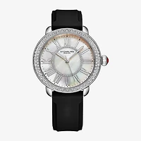 Stuhrling Womens Black Leather Strap Watch 4068.1
