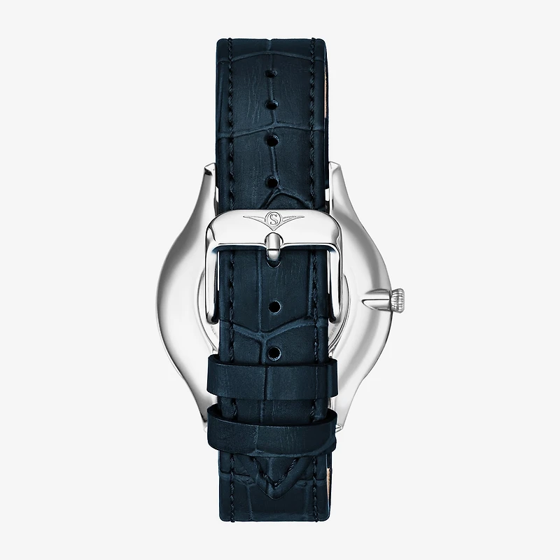 Stuhrling Womens Blue Leather Strap Watch 3985.2