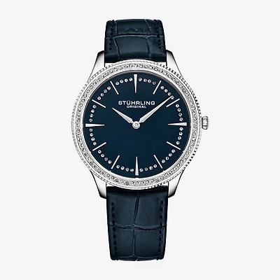 Stuhrling Womens Blue Leather Strap Watch 3985.2