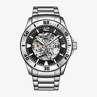Stuhrling Mens Automatic Silver Tone Stainless Steel Bracelet Watch 3963.1