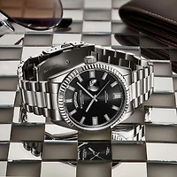 Stuhrling Mens Silver Tone Stainless Steel Bracelet Watch
