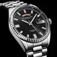 Stuhrling Mens Silver Tone Stainless Steel Bracelet Watch